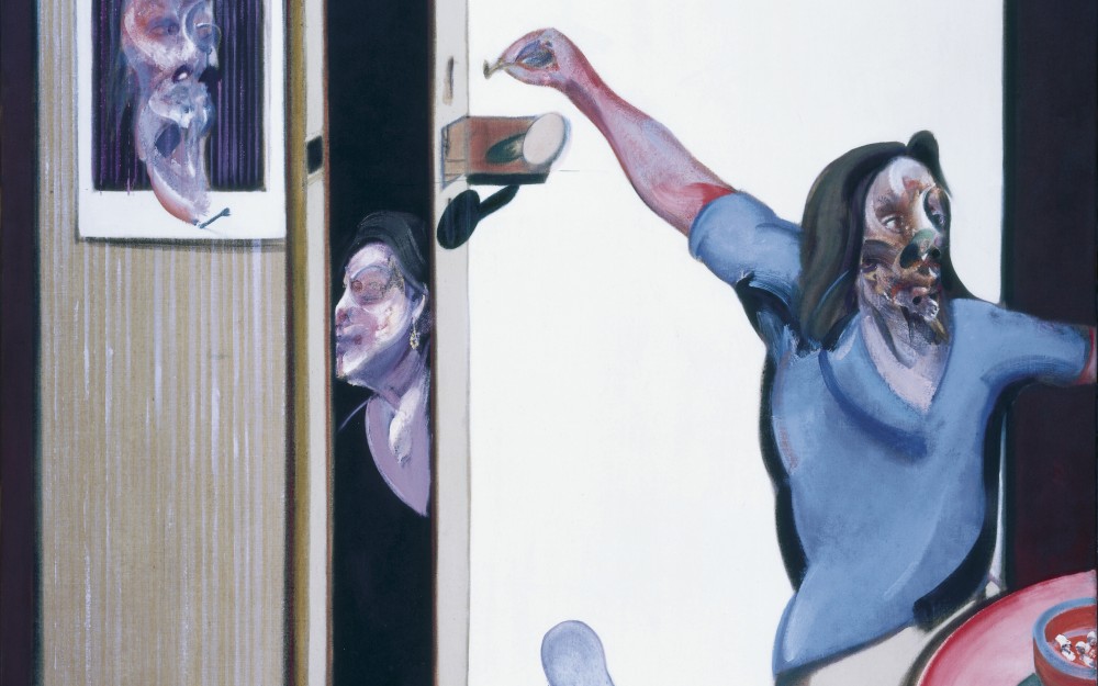 Das Bild
                                                zeigt ein Gemälde von Francis Bacon "Drei Studien der Isabel Rawsthorne aus dem Jahr 1967. Es zeigt Isabel Rawsthorne.
                                                
                                                