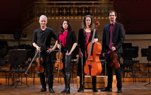 Die Mitglieder des Ensembles radio.string.quartet sind Bernie Mallinger, 
                                 Sophie Abraham, Cynthia Liao und Igmar Jenner