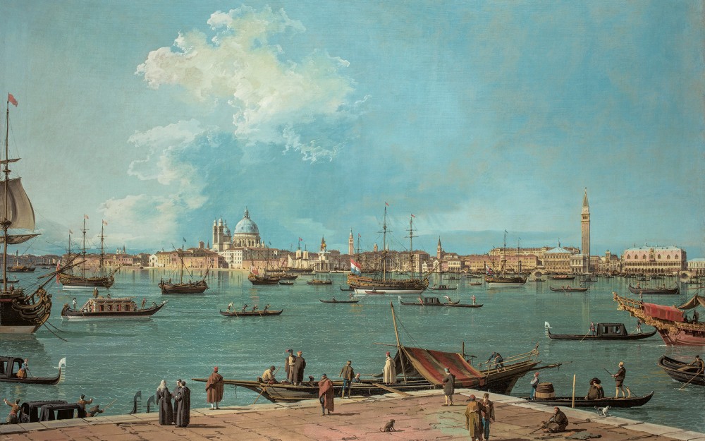 Der Bacino di San Marco
                                                von San Giorgio Maggiore aus Canaletto (1697–1768) 1735/44, Öl auf Leinwand, 129,2 × 188,9 cm
                                                